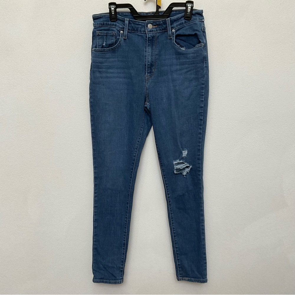 Levi's Medium Wash Distressed 721 High Rise Skinny Jeans Size 32 Women's Denim